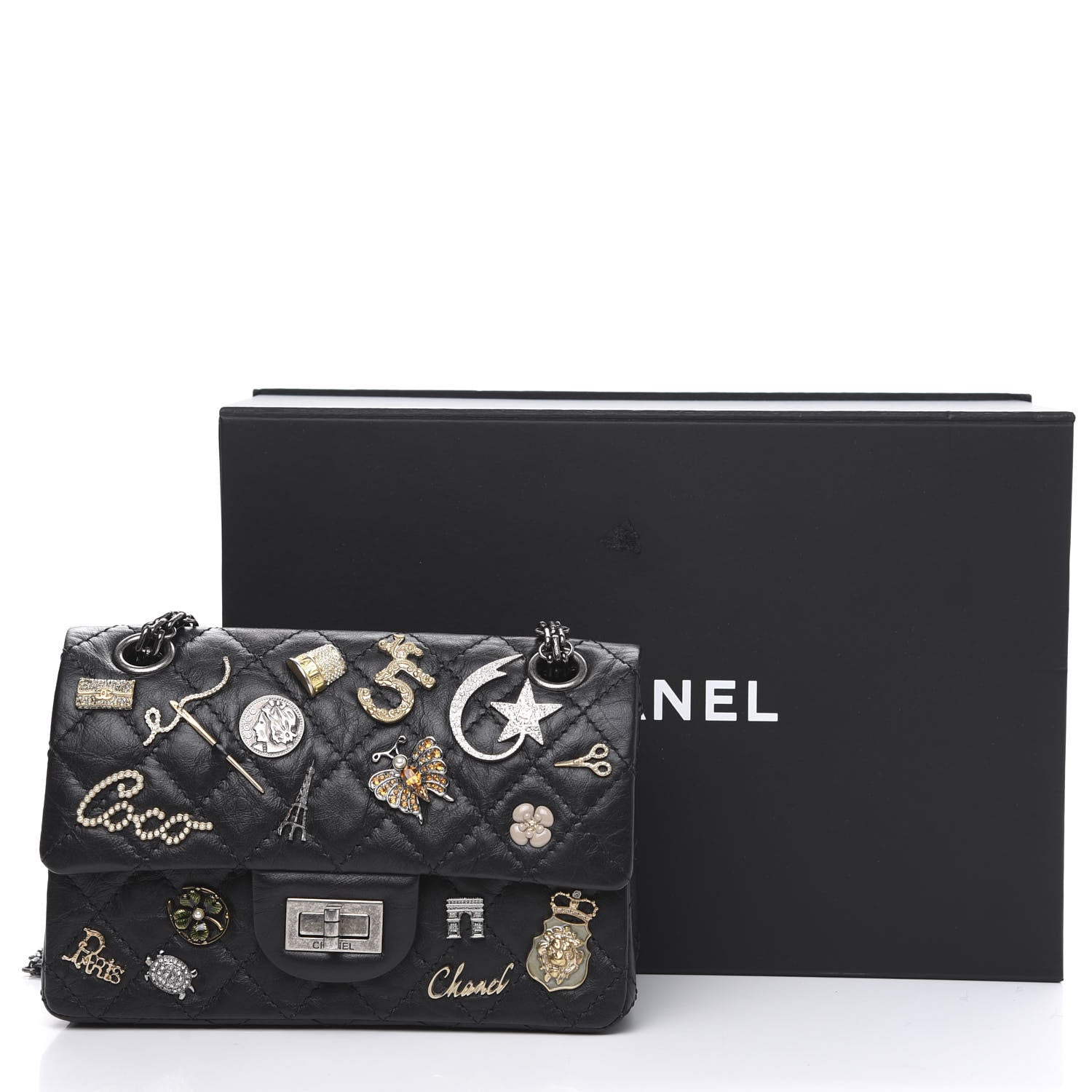 Chanel Aged Calfskin Lucky Charms 2.55 Reissue 224 Flap Black 11 of 11