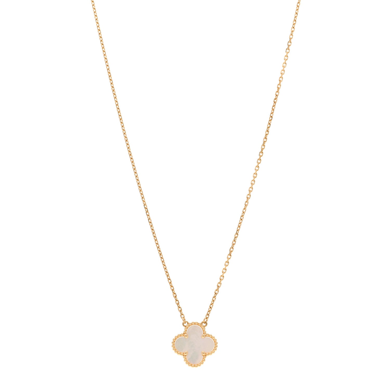 Van Cleef & Arpels VAN CLEEF & ARPELS 18K Yellow Gold Mother of Pearl Vintage Alhambra Pendant Necklace 1 of 5