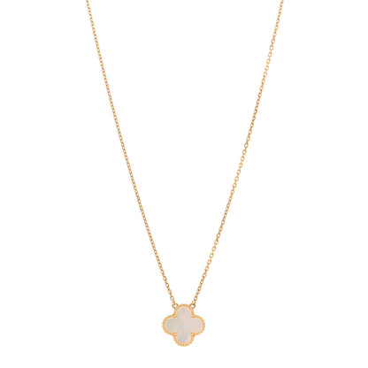 Van Cleef & Arpels VAN CLEEF & ARPELS 18K Yellow Gold Mother of Pearl Vintage Alhambra Pendant Necklace 1 of 5