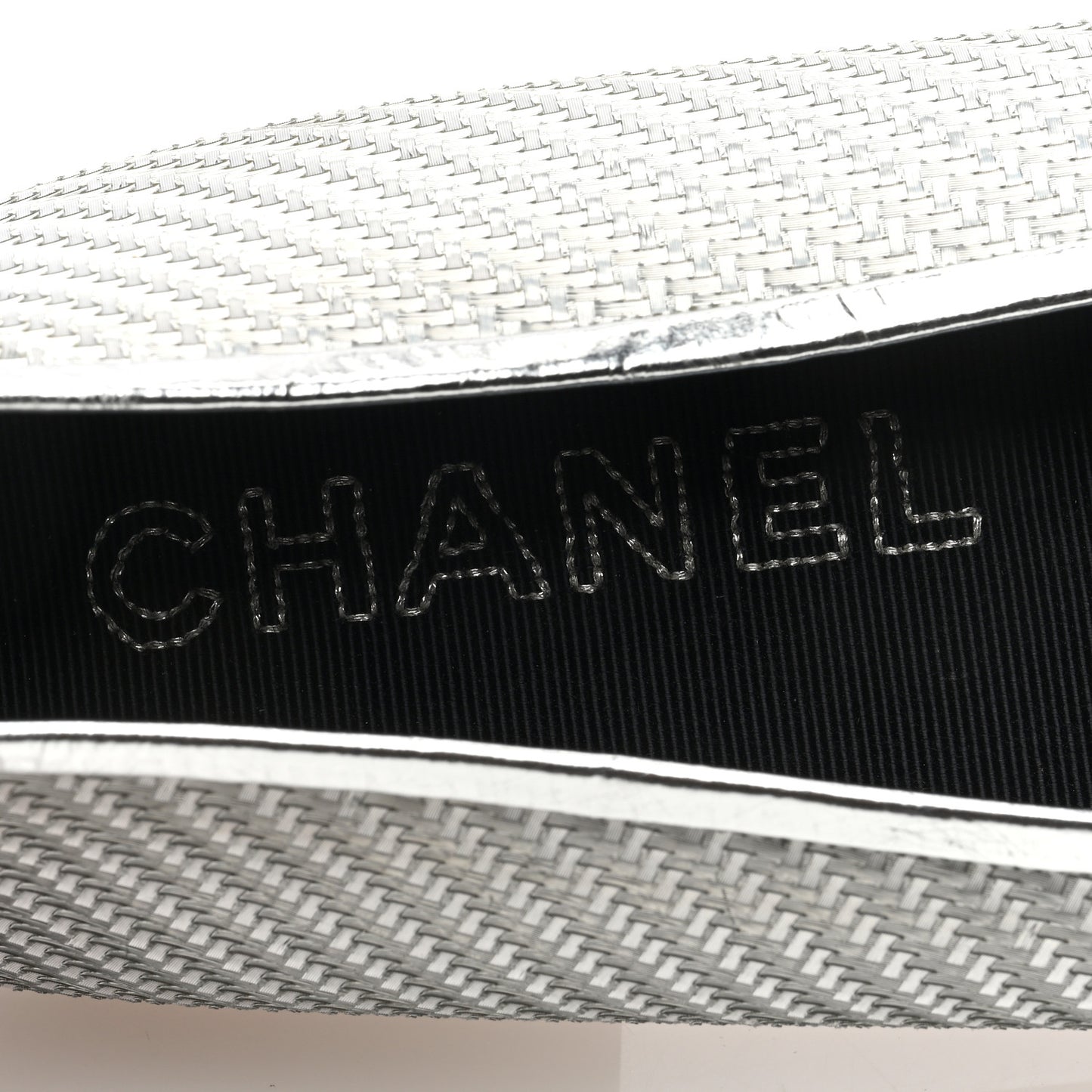 Metallic PVC Grosgrain Cap Toe Ballerina Flats 40 Silver Black