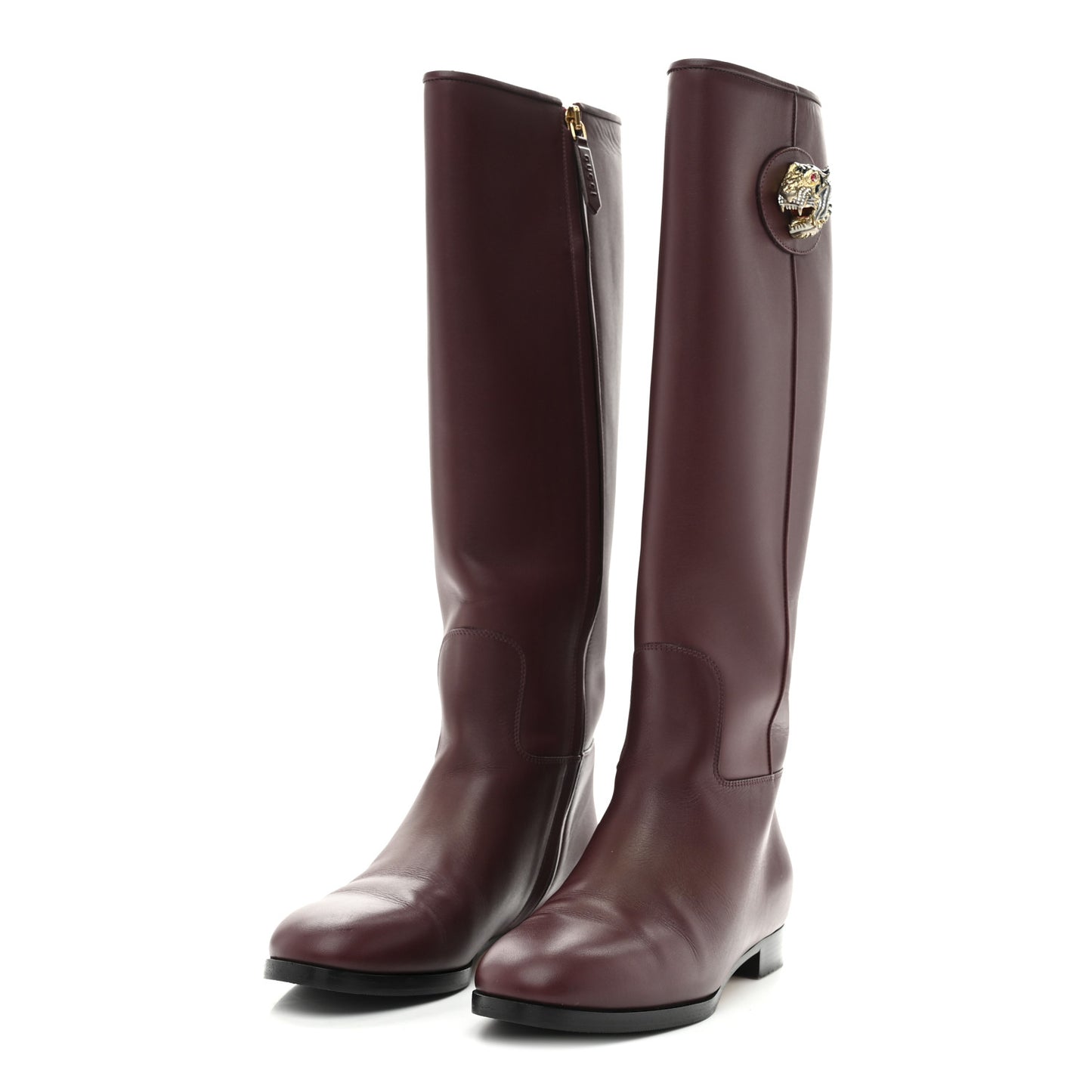 Calfskin Rajah Tall Boots 35 Burgundy
