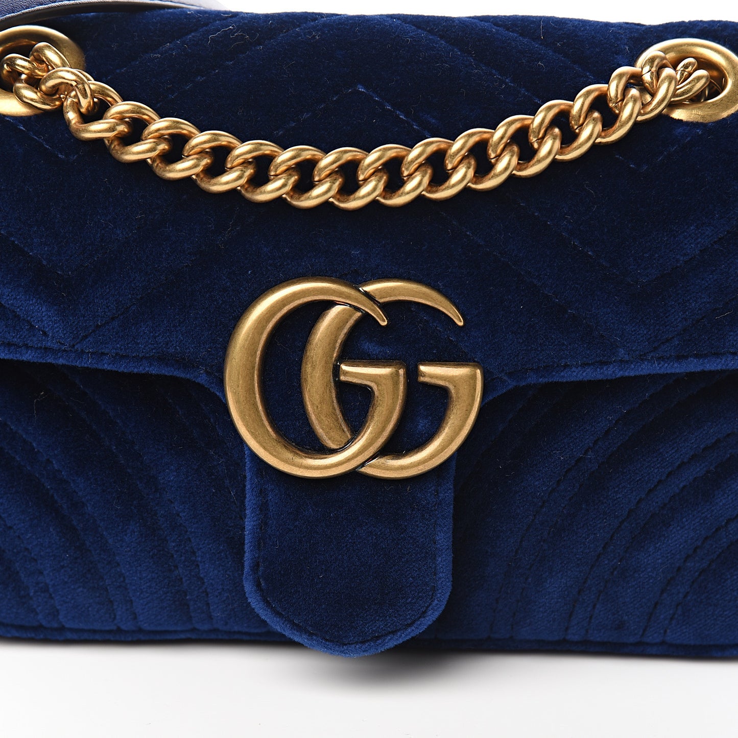 Velvet Matelasse Mini GG Marmont Shoulder Bag Cobalt Blue