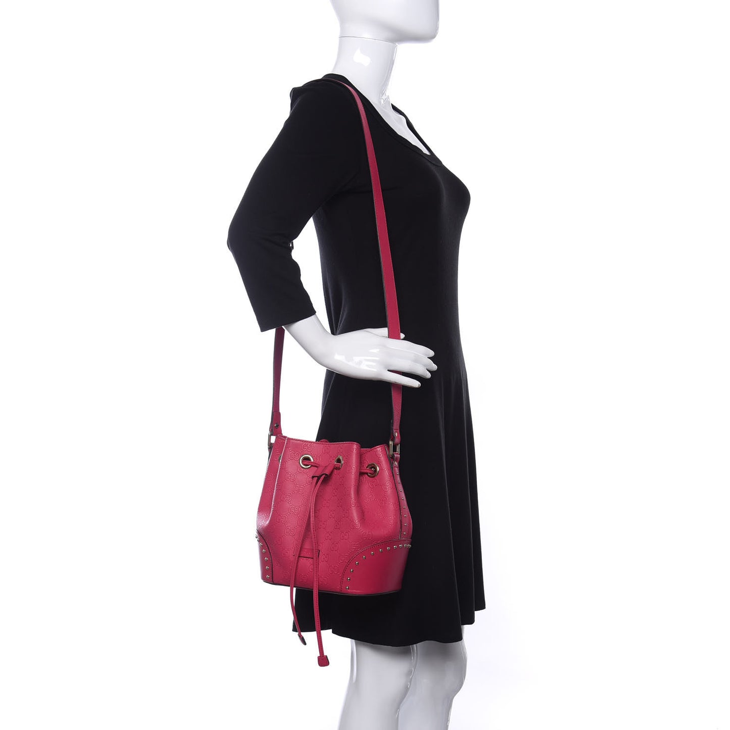 Hilary Lux GG Monogram Studded Small Bucket Bag Blossom