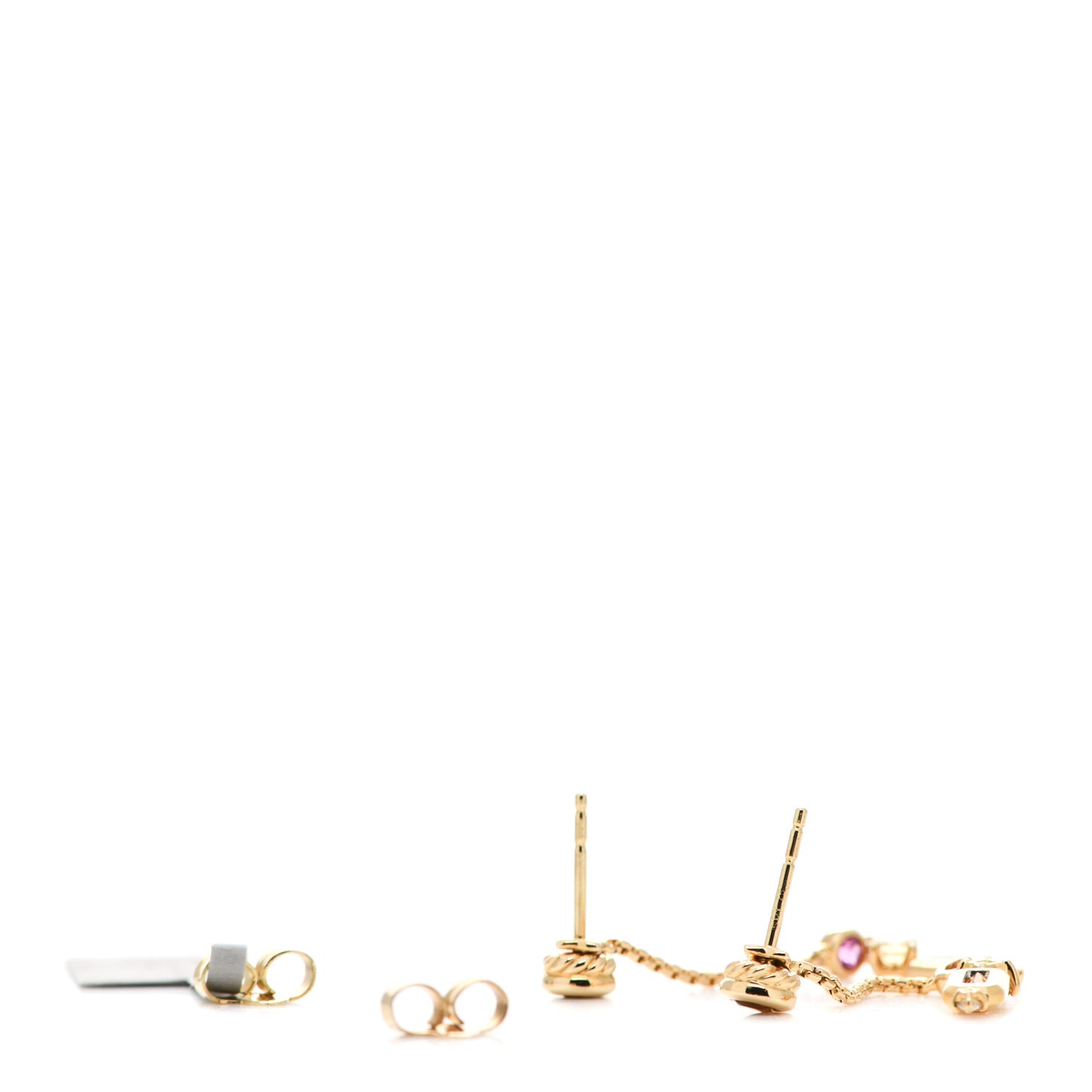 18K Yellow Gold Diamond Citrine Yellow Beryl Pink Sapphire Novella Drop Earrings