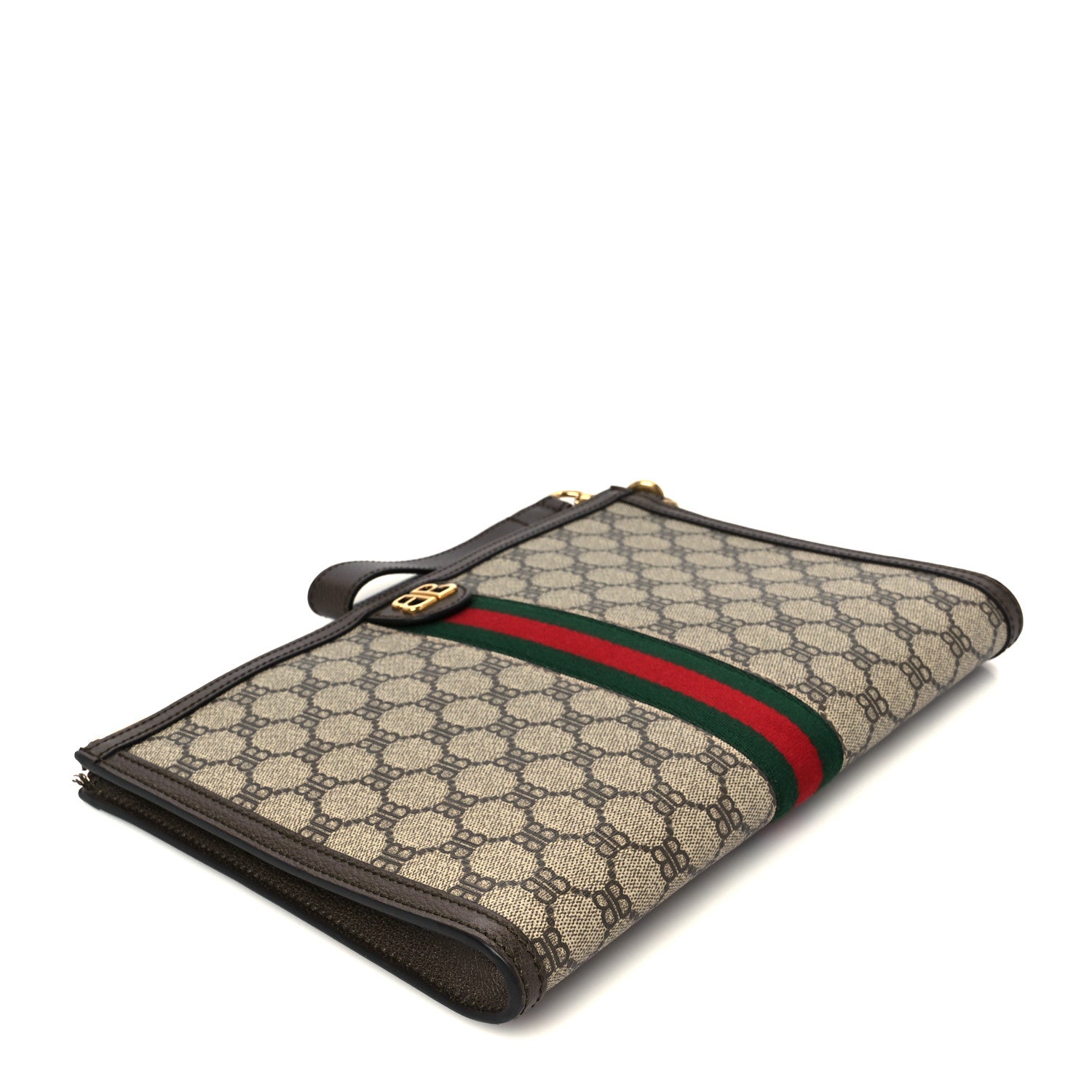 Gucci X BALENCIAGA BB Supreme Monogram Web Ophidia Wristlet Beige New Acero 4 of 8