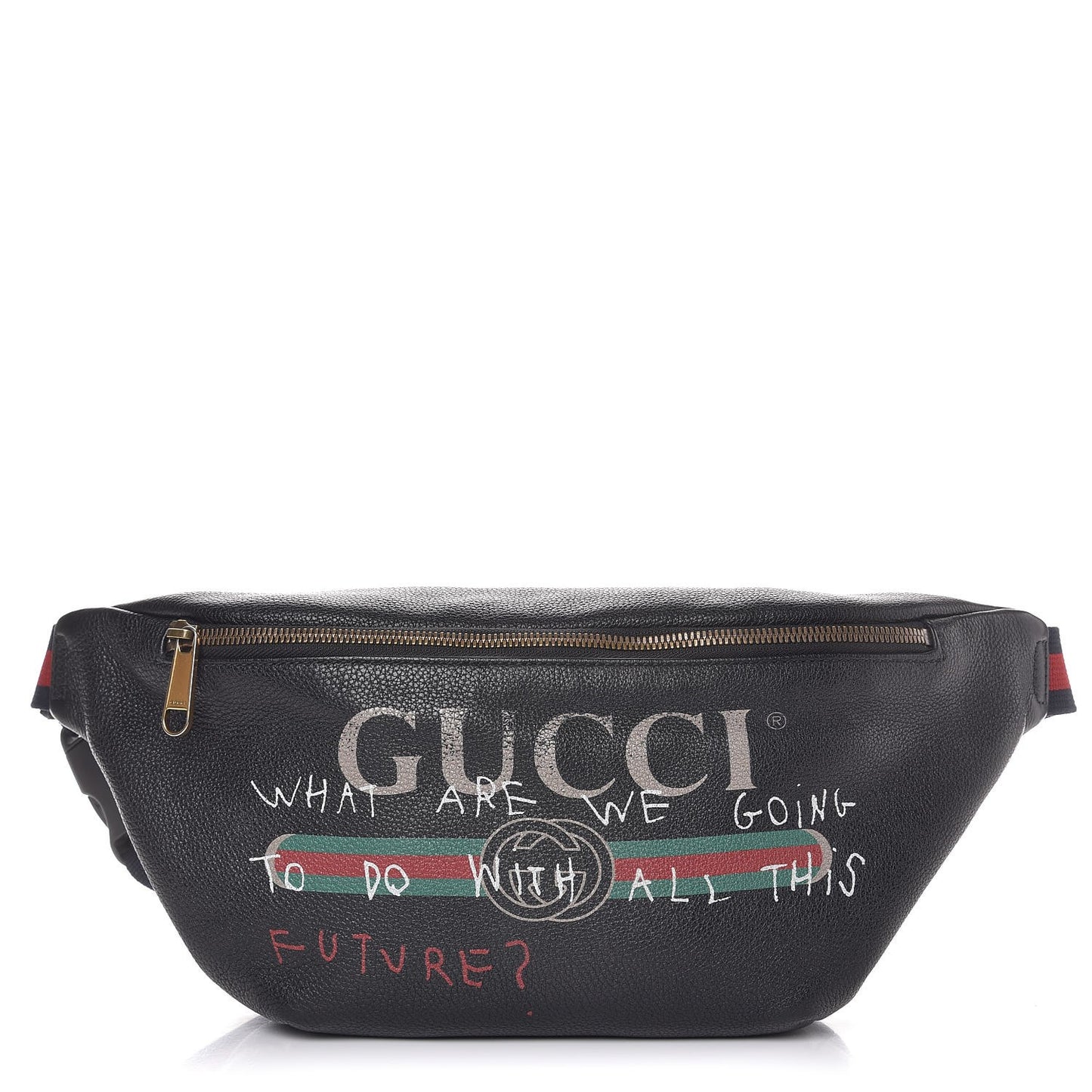Grained Calfskin Coco Capitan Logo Belt Bag Black