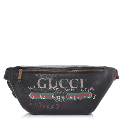 Gucci Grained Calfskin Coco Capitan Logo Belt Bag Black 1 of 11