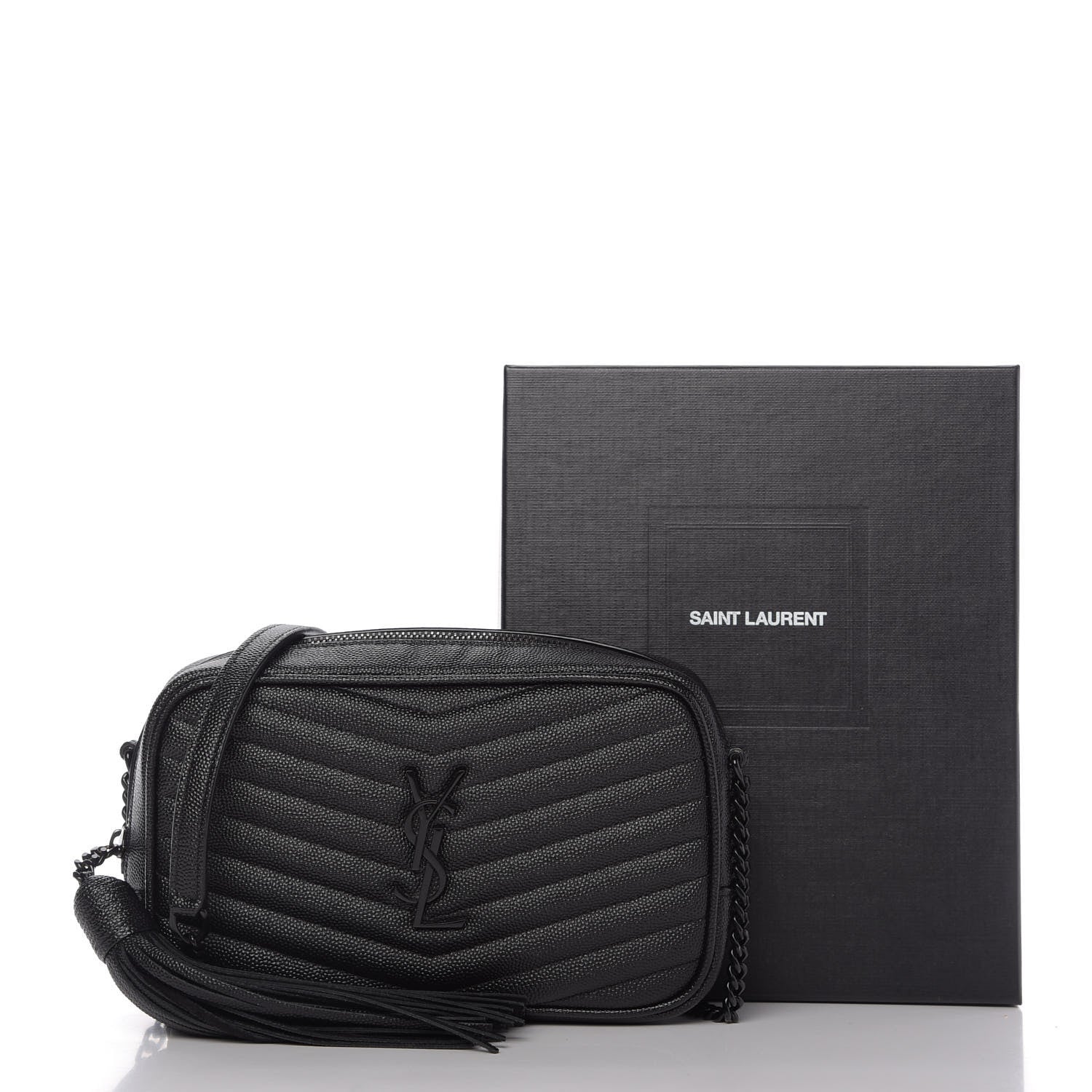 Saint Laurent Grain De Poudre Matelasse Monogram Mini Lou Camera Bag Black 10 of 10