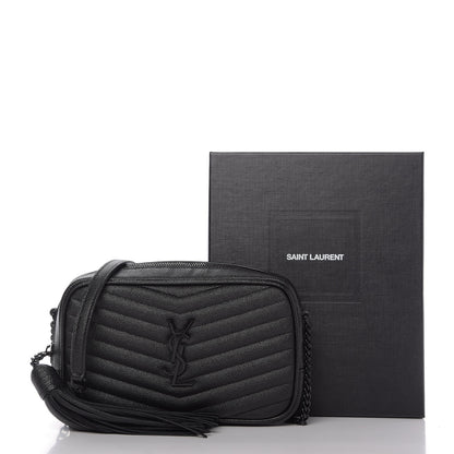 Saint Laurent Grain De Poudre Matelasse Monogram Mini Lou Camera Bag Black 10 of 10