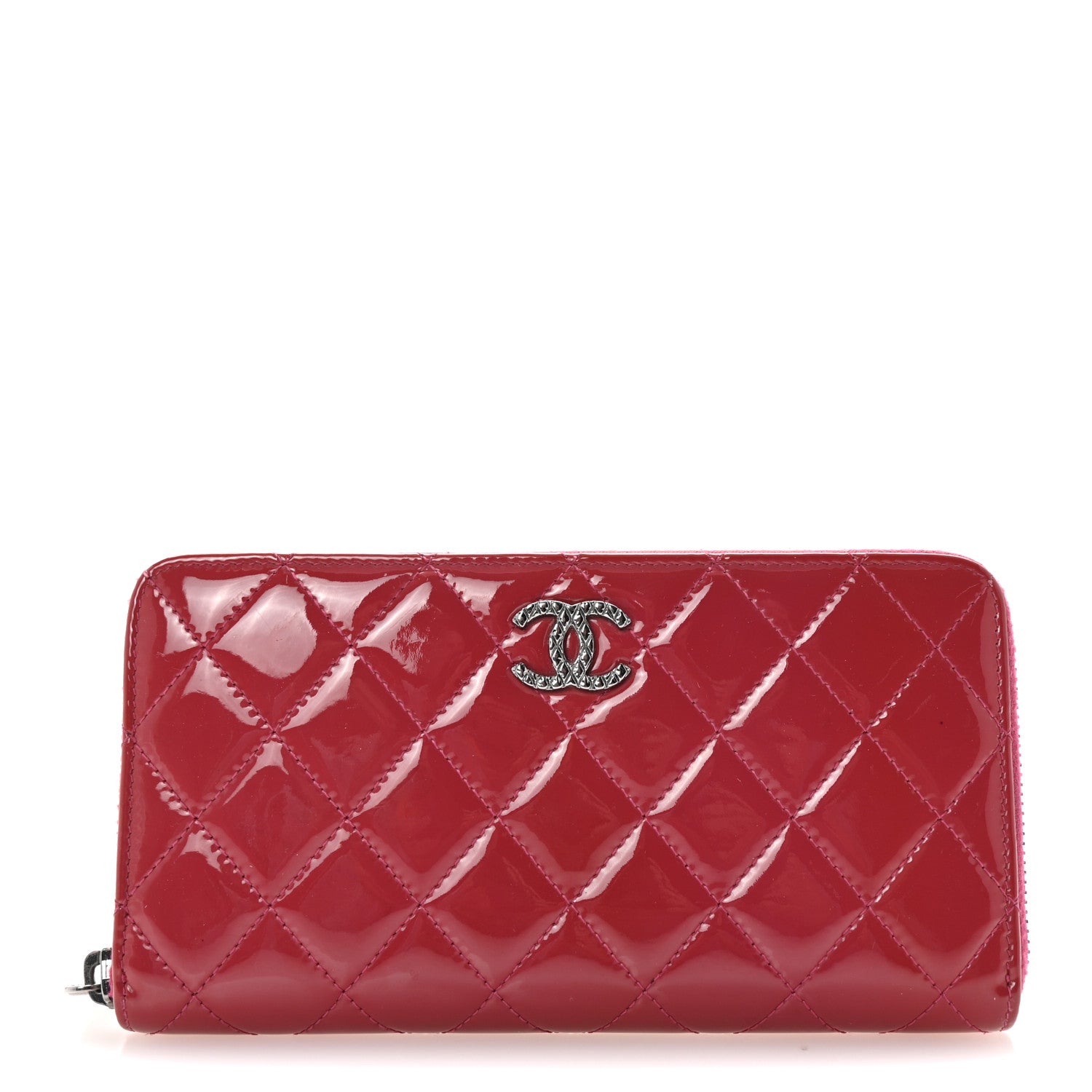 Chanel Patent Quilted Brilliant Zip Around Wallet Pink 1 of 8