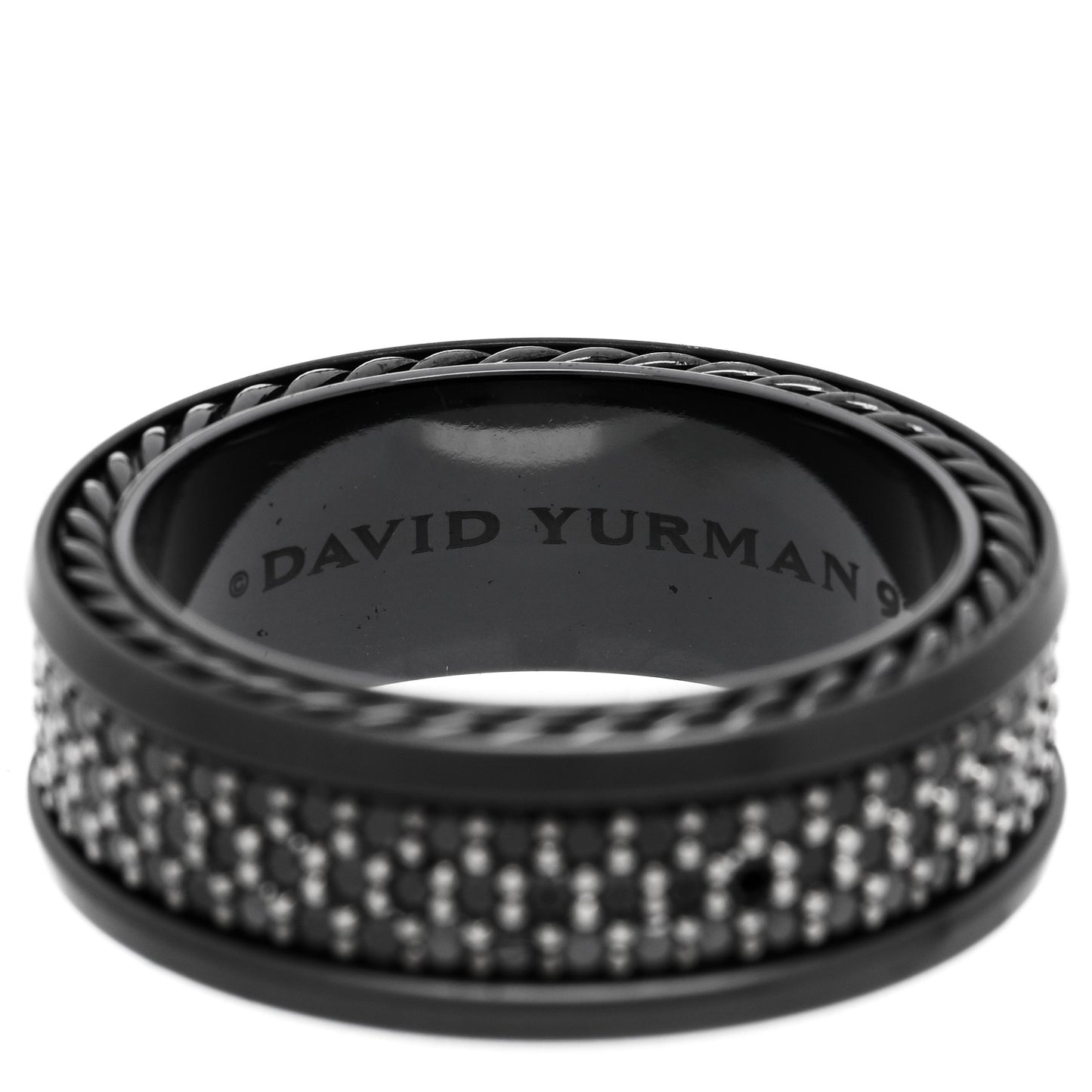 Titanium Sterling Silver Black Diamond Streamline Three-Row Band Ring 67 11.75