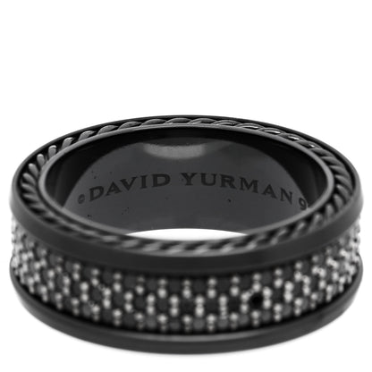 David Yurman Titanium Sterling Silver Black Diamond Streamline Three-Row Band Ring 67 11.75 4 of 6