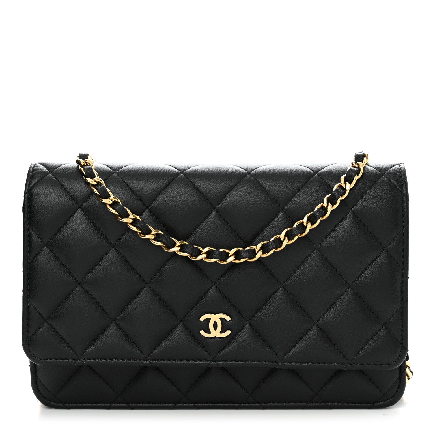 Chanel Lambskin Quilted Wallet On Chain WOC Black 1 of 12