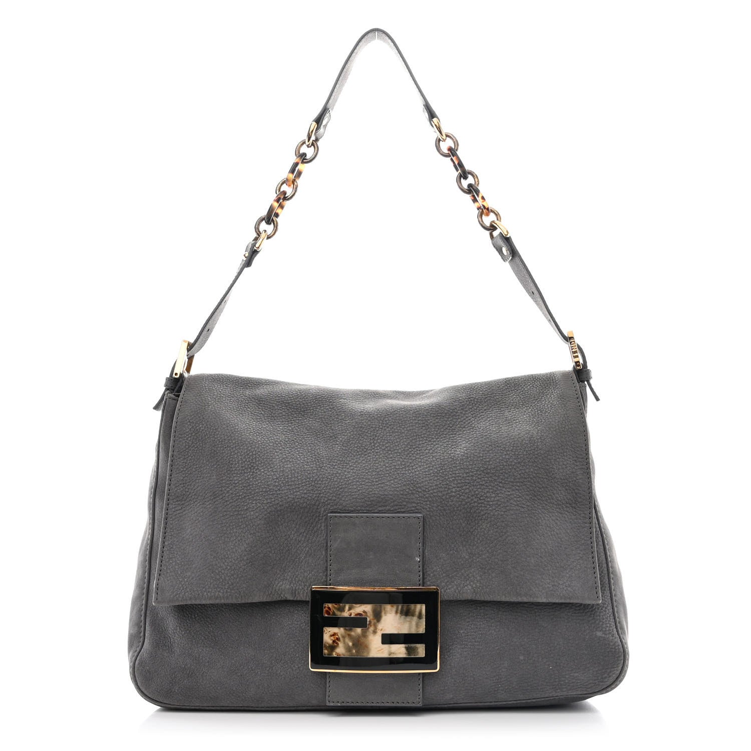 Fendi Vitello Savana Big Mama Baguette Grigio Tartaruga Natural 1 of 10