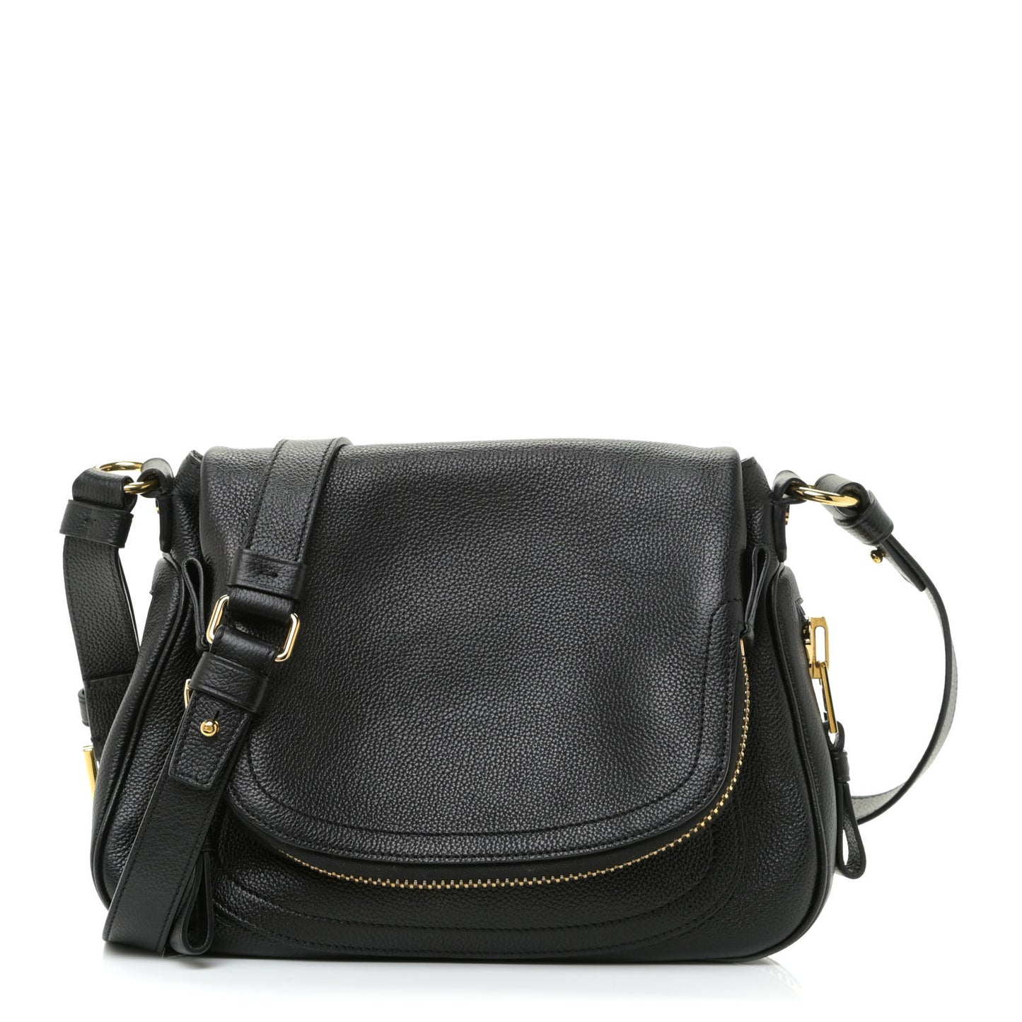 Grained Calfskin Medium Jennifer Crossbody Bag Black