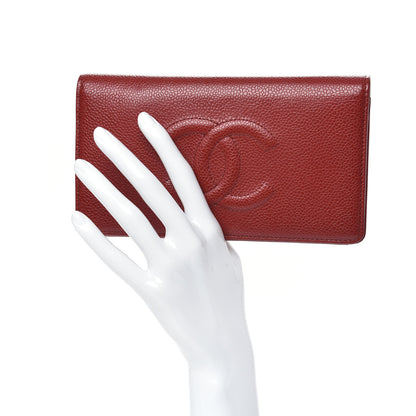 Chanel Caviar Timeless CC Yen Wallet Red 2 of 11