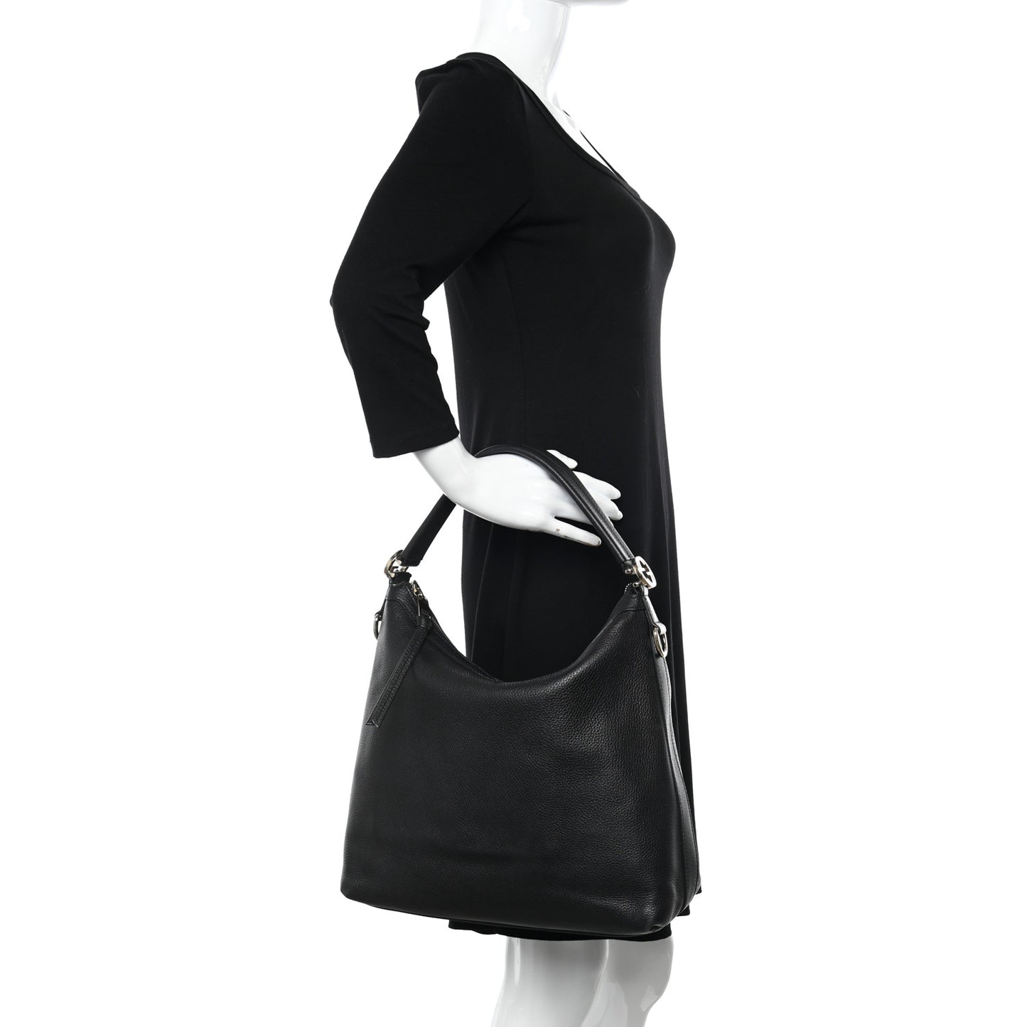 Pebbled Calfskin Small Miss GG Hobo Black