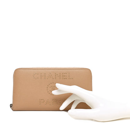 Chanel Caviar Studded Deauville Large Zip Around Wallet Beige 2 of 12