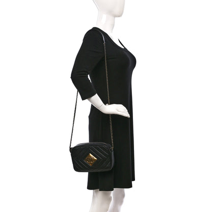 Chanel Lambskin Chevron Quilted Pyramid CC Camera Case Black 2 of 9