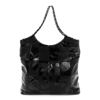 Chanel Patent Calfskin Patchwork Brooklyn Tote Black 1 of 10