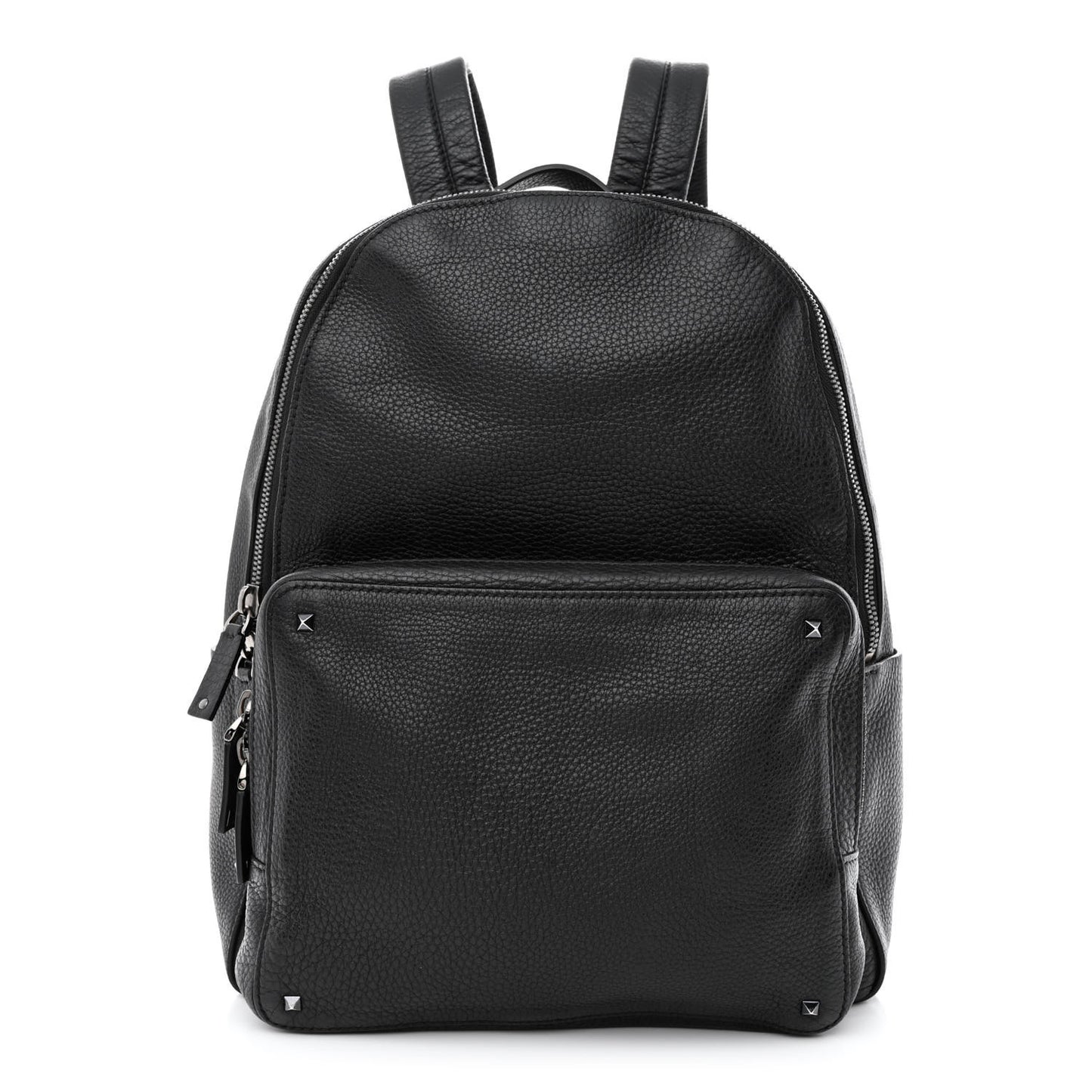 Grained Calfskin Rockstud Backpack Black