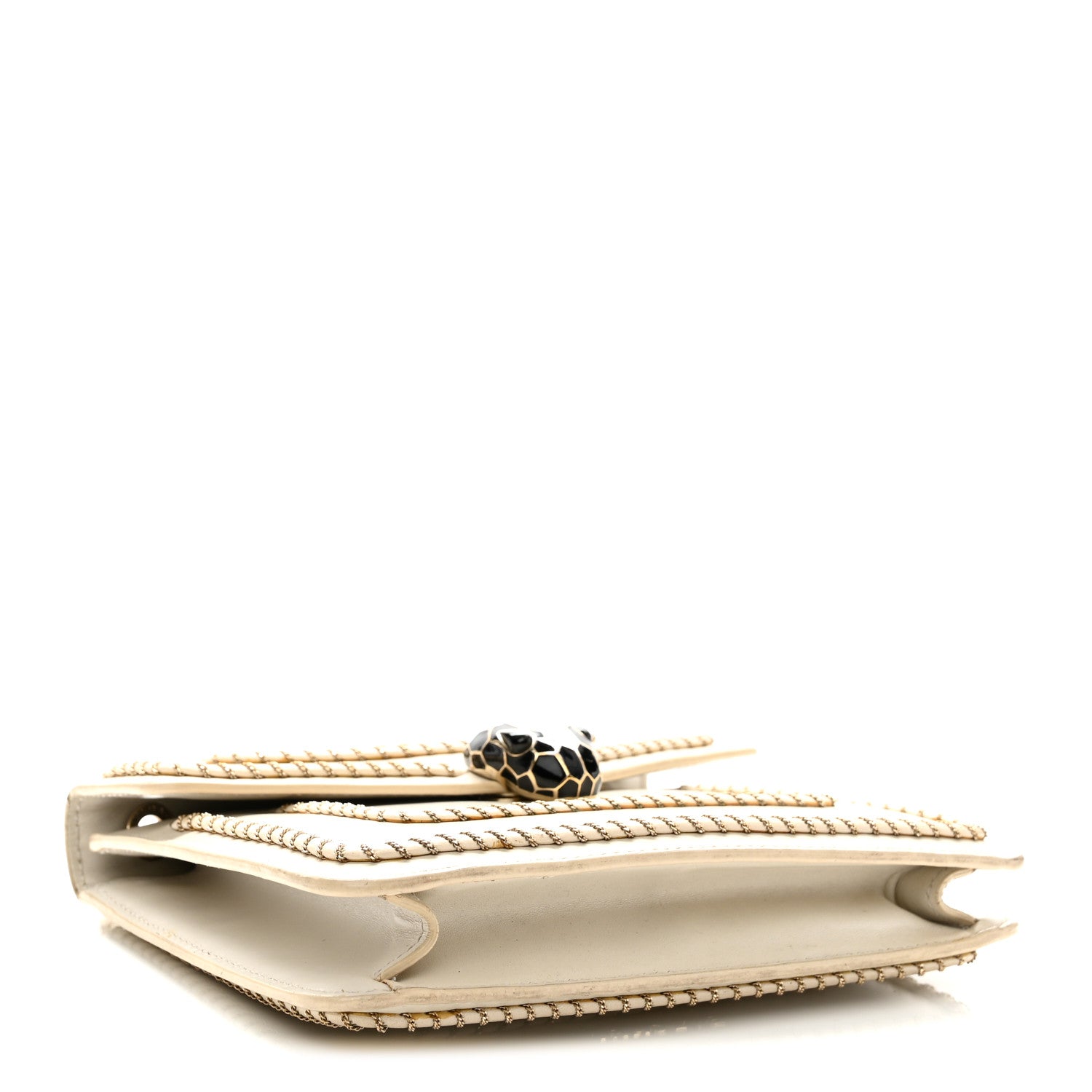 Bulgari Calfskin Woven Chain Serpenti Forever Crossbody Bag White 4 of 9