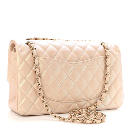 Chanel Iridescent Calfskin Quilted Medium Double Flap Beige 4 of 22
