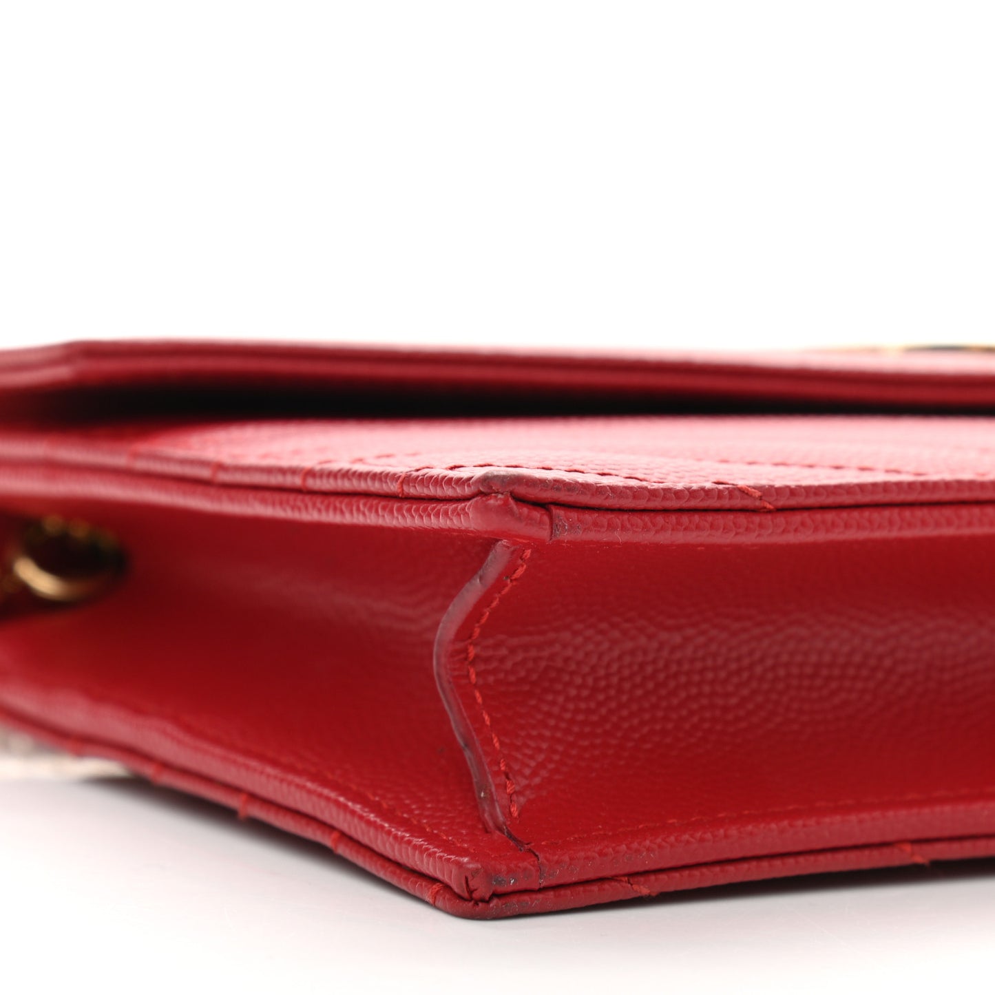 Grain De Poudre Matelasse Chevron Monogram Envelope Chain Wallet Red