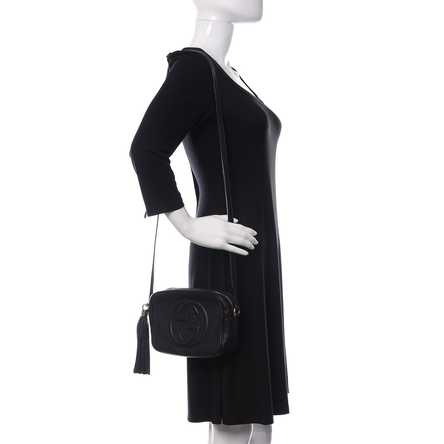 Pebbled Calfskin Small Soho Disco Bag Black