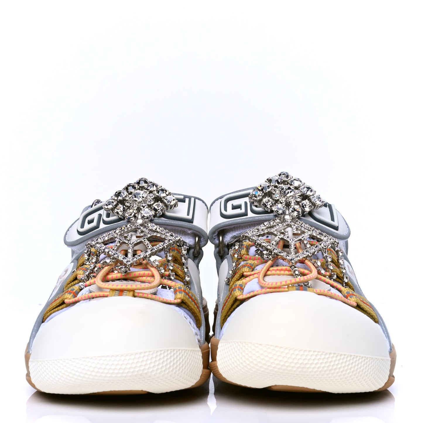 Mesh Fabric Tinsel Sport Sandals 35.5 White Silver
