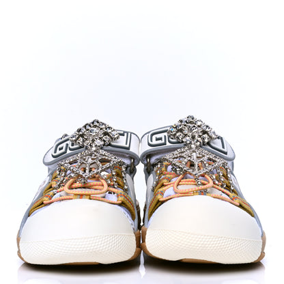 Gucci Mesh Fabric Tinsel Sport Sandals 35.5 White Silver 2 of 4