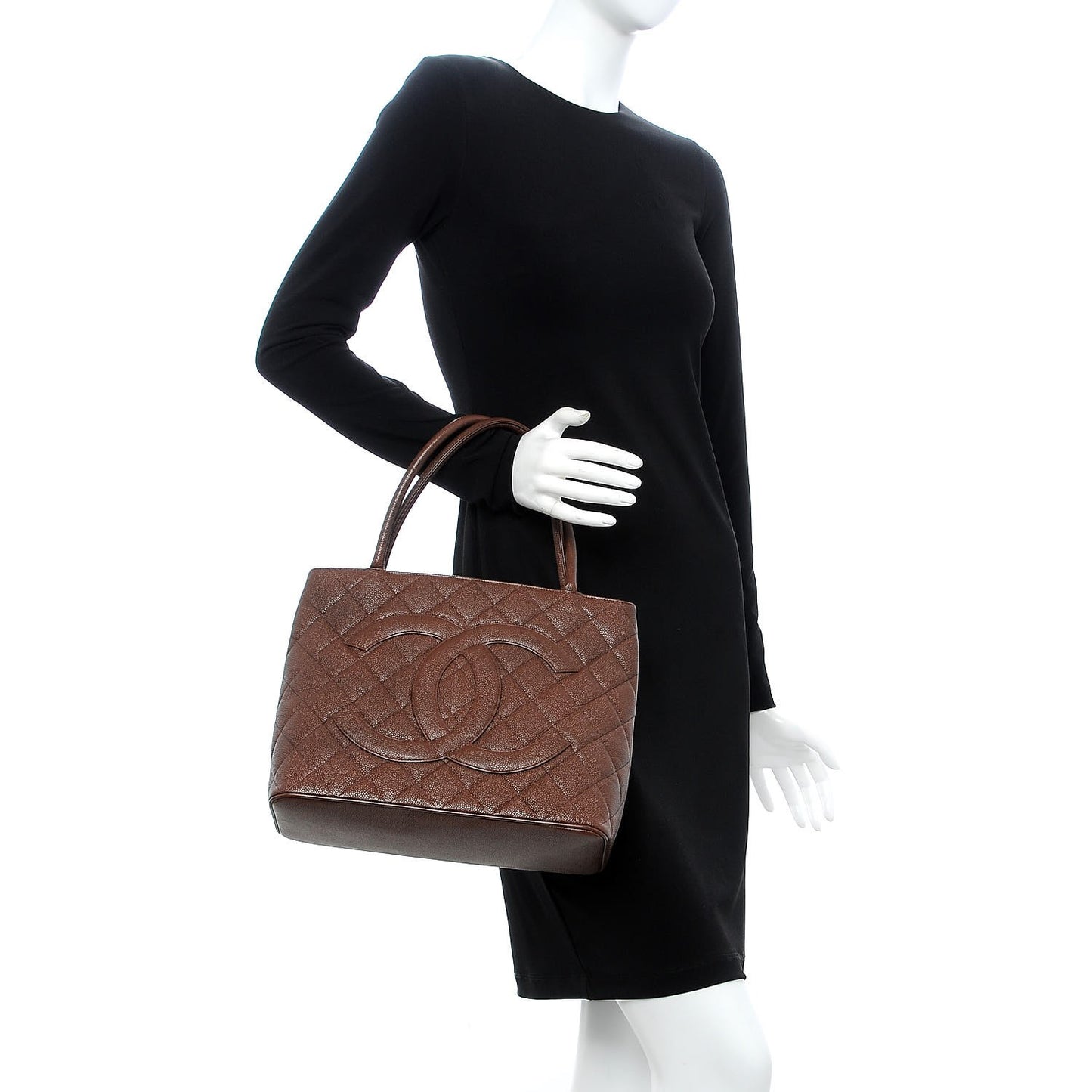 Caviar Quilted Medallion Tote Brown