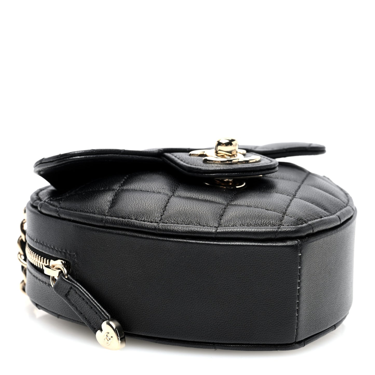 Lambskin Quilted CC In Love Heart Clutch With Chain Black