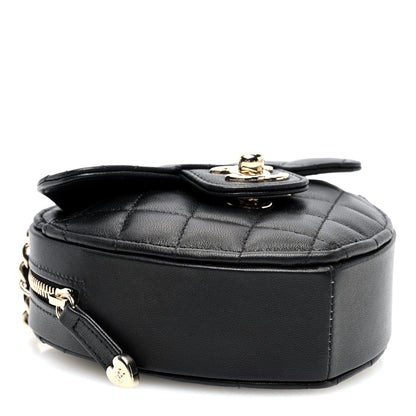 Chanel Lambskin Quilted CC In Love Heart Clutch With Chain Black 4 of 10