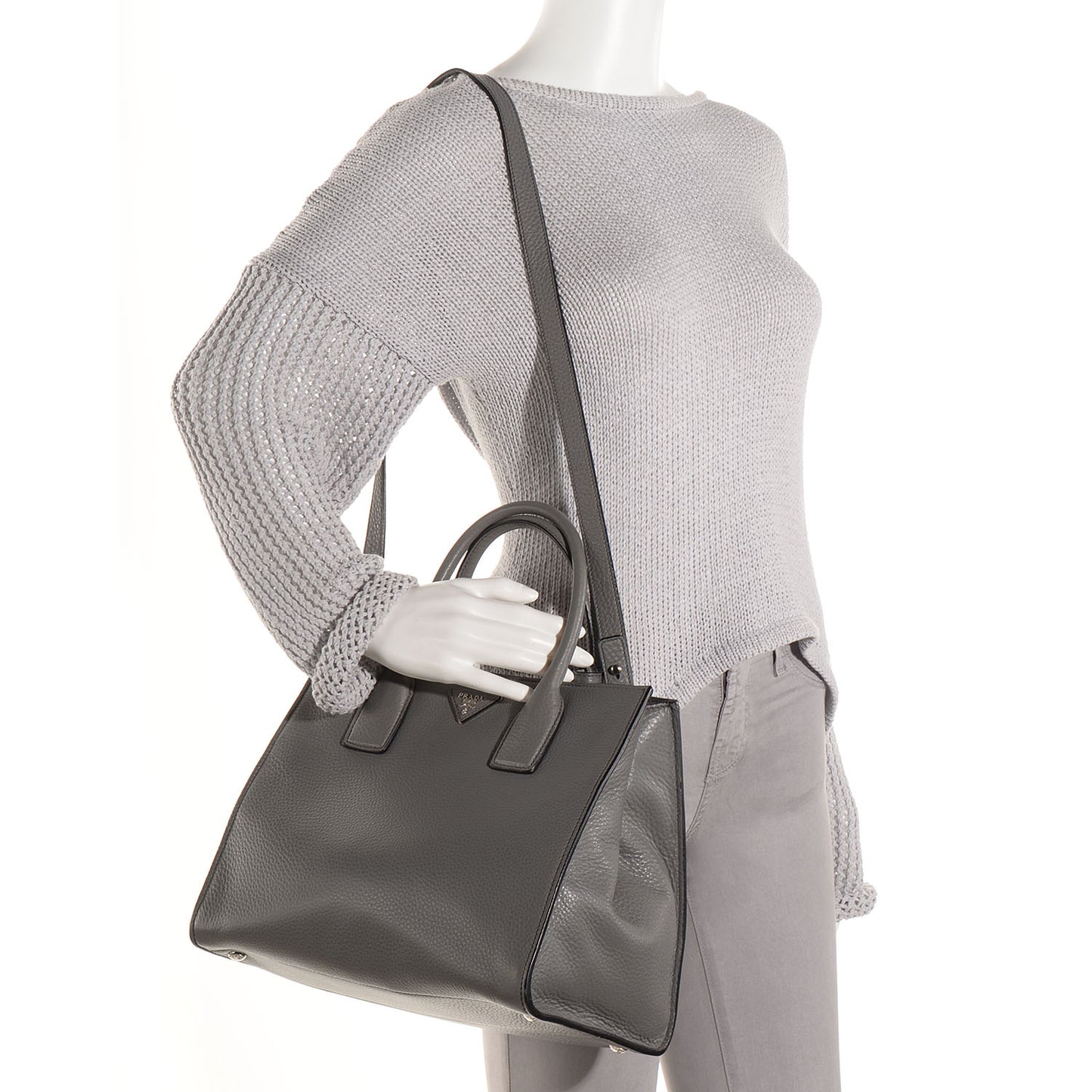 Vitello Daino Shopping Tote Marmo