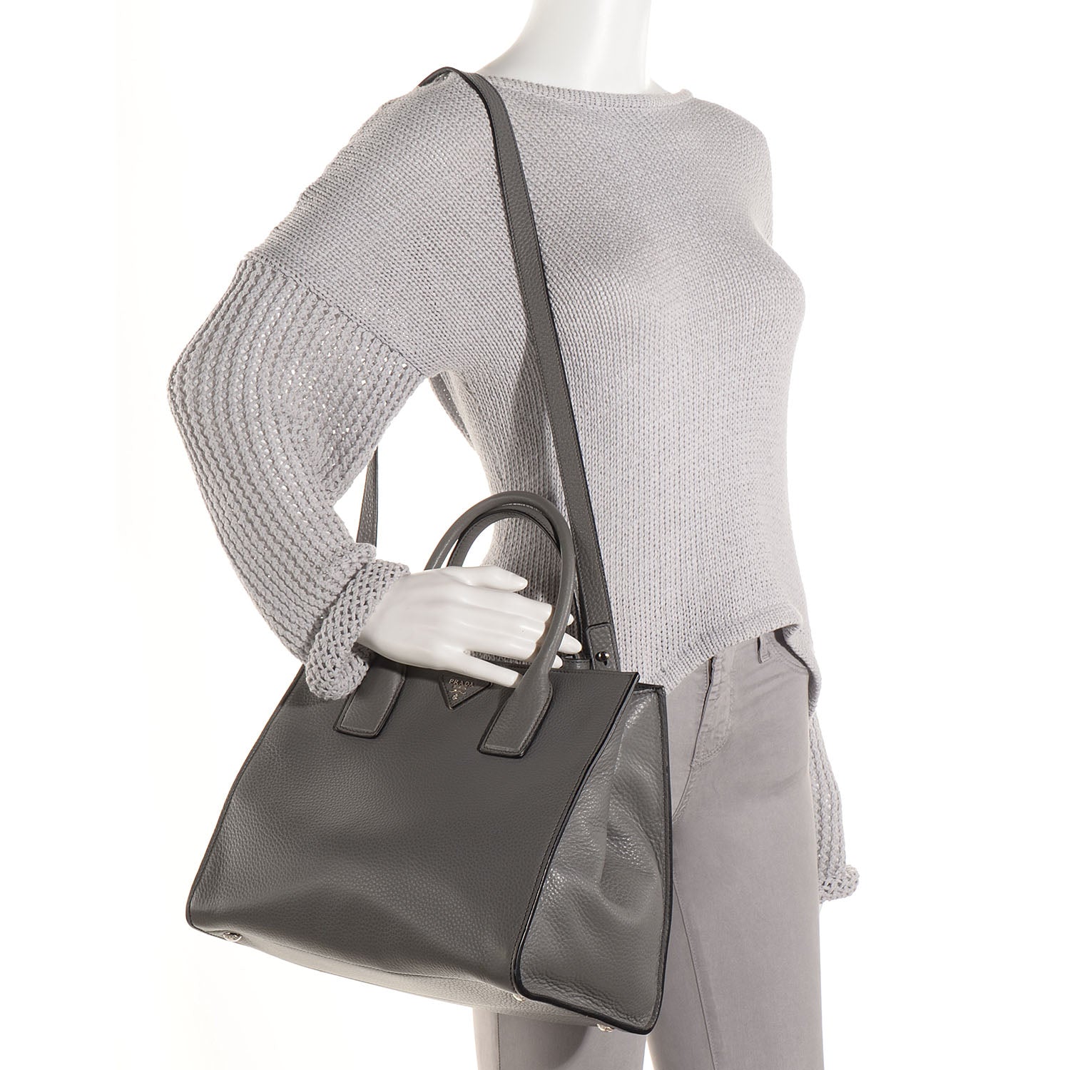 Prada Vitello Daino Shopping Tote Marmo 2 of 11