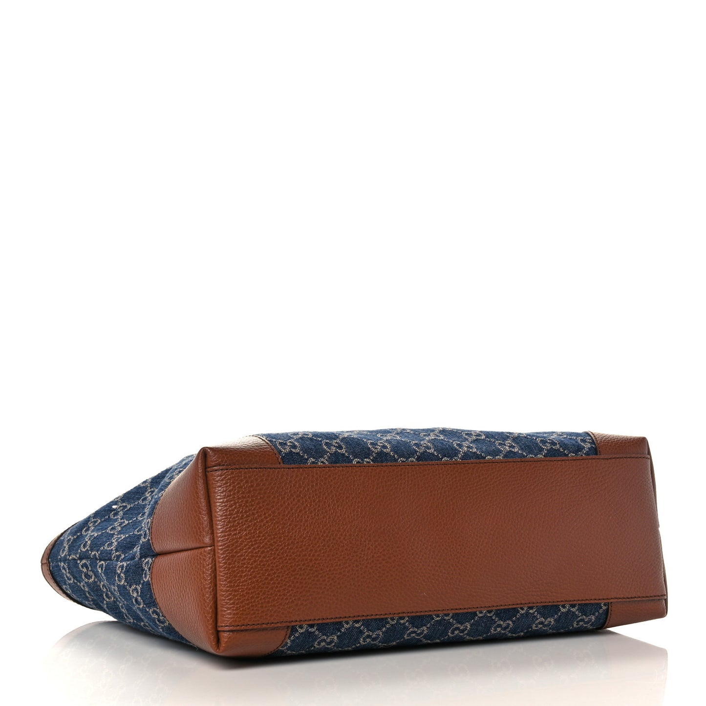 New Denim GG Monogram Medium Ophidia Shopping Tote Blue Tea Cuir