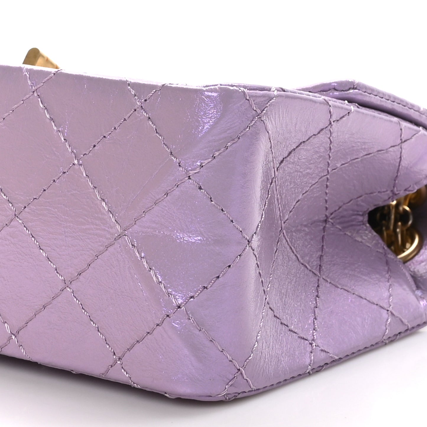 Glittered Aged Calfskin Quilted Mini 2.55 Reissue Flap Lilac