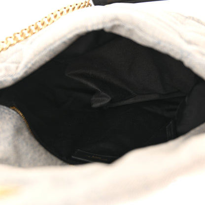 Saint Laurent Denim Quilted Medium Loulou Puffer Monogram Chain Satchel Azur 5 of 10