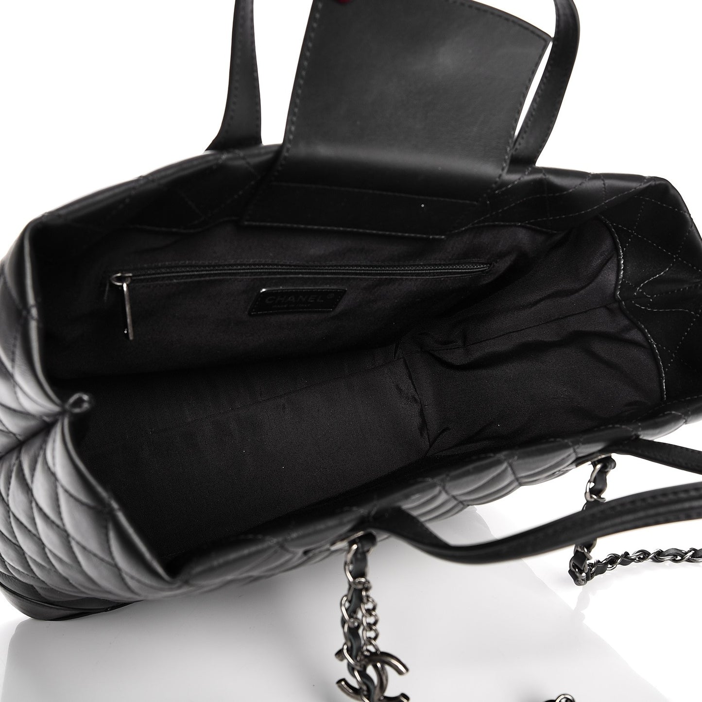 Calfskin Quilted Large Easy Shopping Tote Black