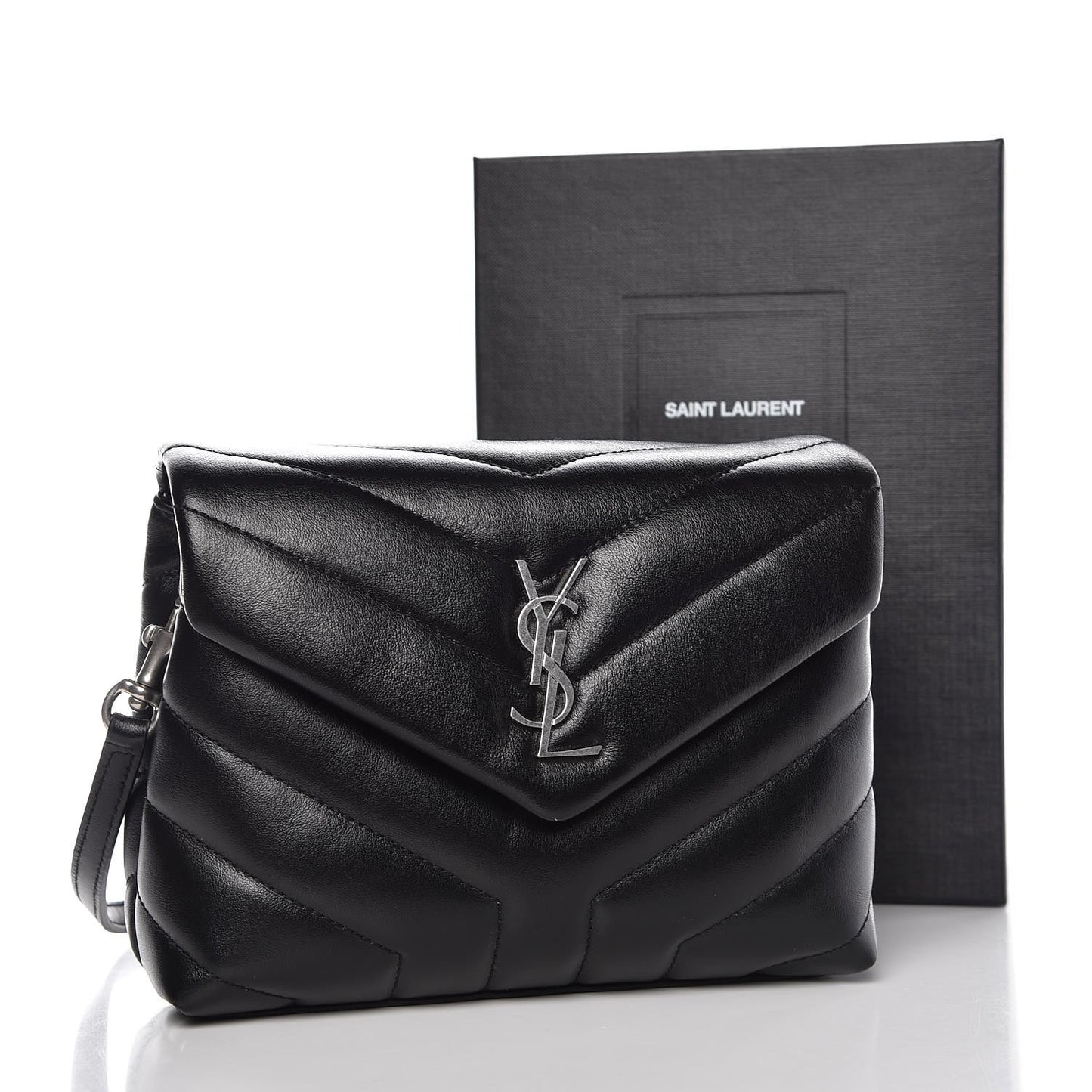 Calfskin Y Quilted Monogram Toy Loulou Crossbody Bag Black