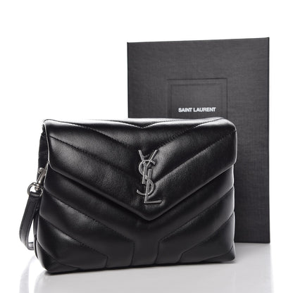 Saint Laurent Calfskin Y Quilted Monogram Toy Loulou Crossbody Bag Black 9 of 9