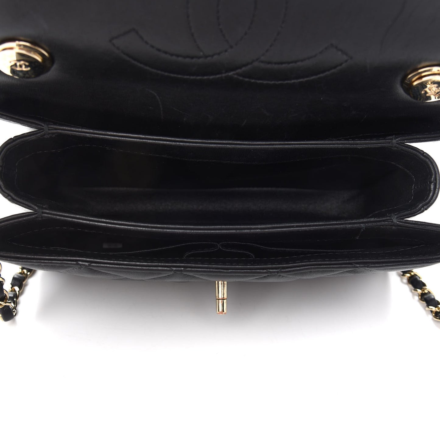 Lambskin Quilted Small Trendy CC Dual Handle Flap Bag Black