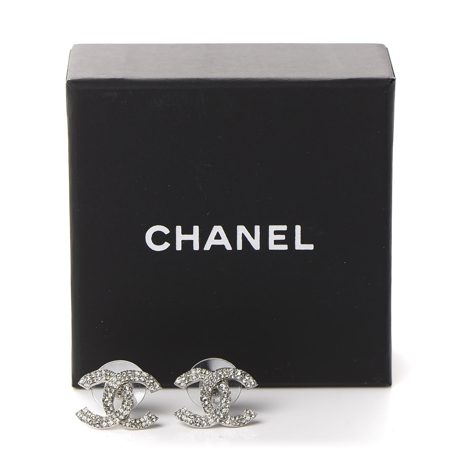 Chanel Crystal CC Earrings Silver 5 of 5