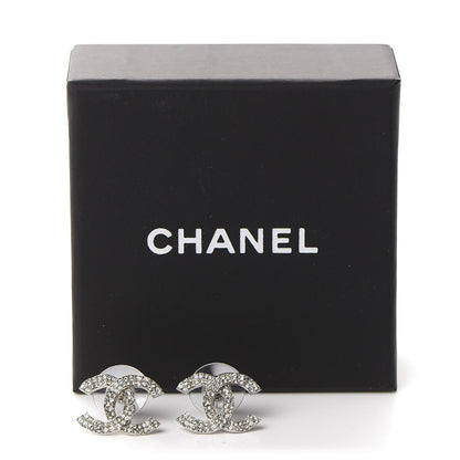 Chanel Crystal CC Earrings Silver 5 of 5