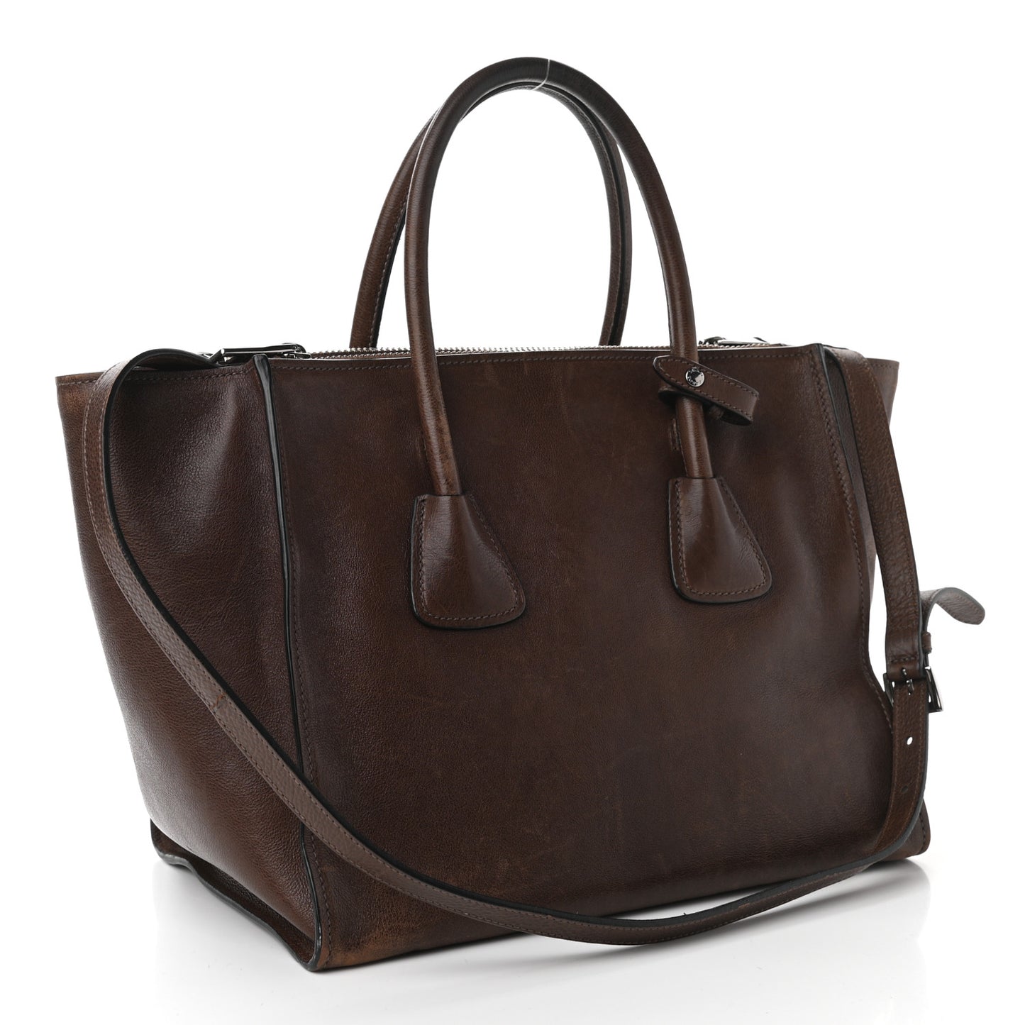 Glace Calf Twin Pocket Tote Bruciato