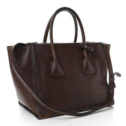 Prada Glace Calf Twin Pocket Tote Bruciato 3 of 17