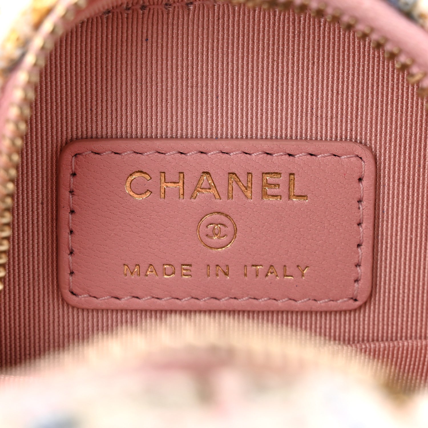 Chanel Tweed Quilted Round Clutch With Chain White Pink Multicolor 6 of 10