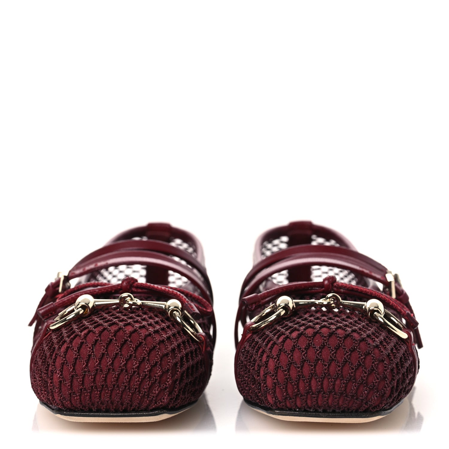 Gucci Video Net Nappa Horsebit Ballerina Flats 38 Rosso Ancora 3 of 10