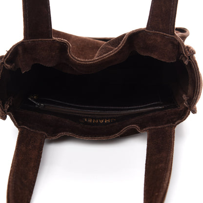 Chanel Suede Logo Tote Brown 5 of 10